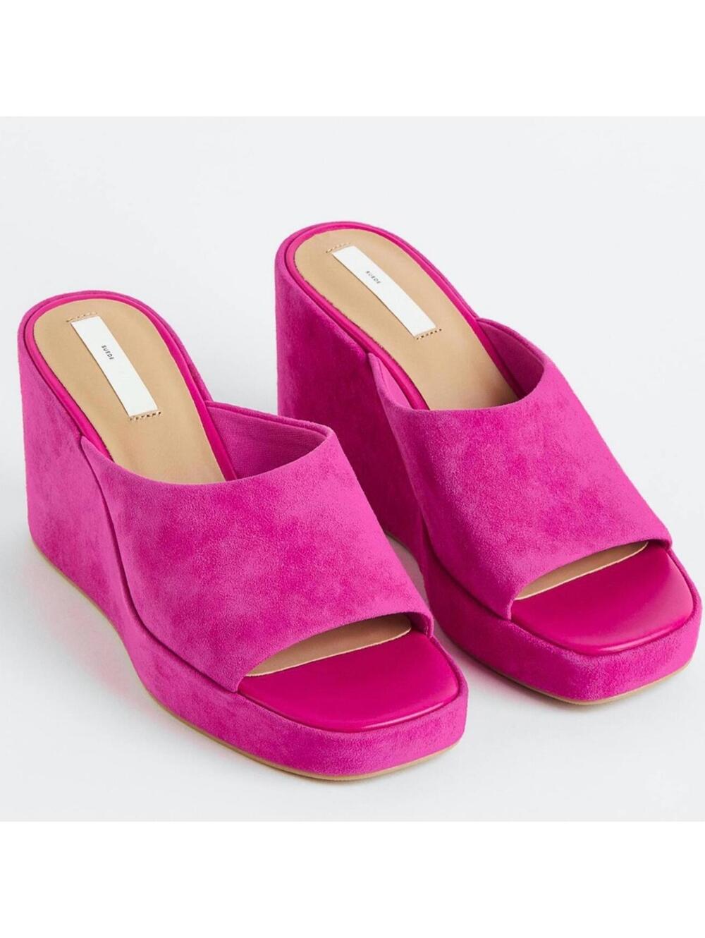 H&M Premium Selection Wedge-Heeled Suede Mules in size 9